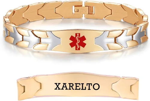 Vista 52 de LinnaLove Pulseras de alerta médica de pez volador para hombres y mujeres, pulseras médicas de acero inoxidable con grabado gratis, 8.5 pulgadas