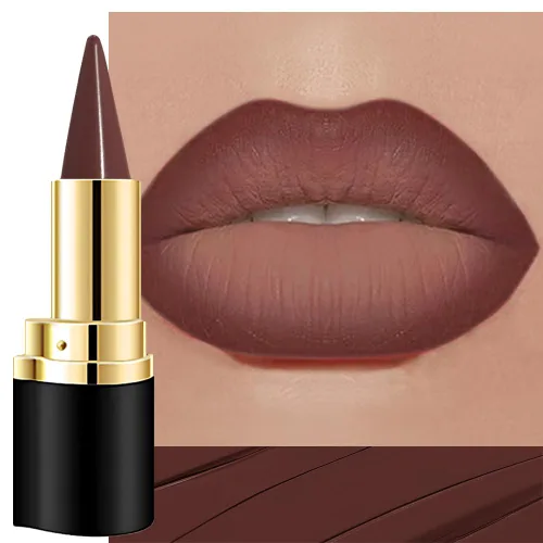Vista 40 de evpct Combo de delineador de labios metálico rosa brillante y lápiz labial, lápiz labial con punta de cono para mujer, de larga duración