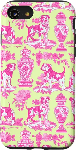 Vista 18 de Chinoiserie Dog Yellow Pink Toile Preppy Grandmillennial Case for iPhone 16