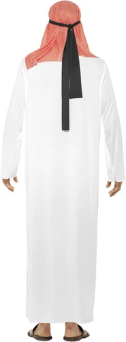 Vista 3 de Smiffy's - Disfraz árabe para hombre con túnica larga y tocado, blanco L - Talla de EE. UU. 42 a 44 pulgadas