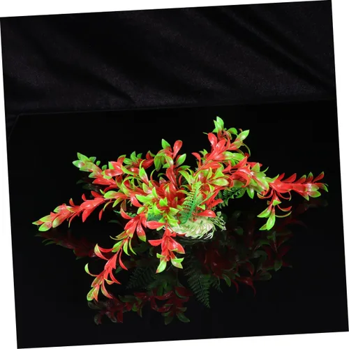 Vista 6 de balacoo Adornos en miniatura Redhood Plantas de acuario de plástico Peces Decoración de acuario Acuario Hierba Plantas Adornos de pecera roja