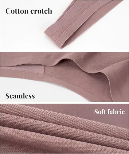 Vista 5 de Svmer Tangas invisibles sin costuras para mujer, ropa interior de tiro bajo, paquete de bragas sexis