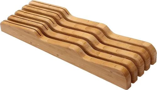 Vista 5 de YBM Home & Kitchen taco de bambú para cuchillos para interior de cajones, Madera natural