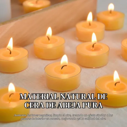 Vista 3 de TELOSMA 12 velas de cera de abeja natural, velas orgánicas Clean Burn