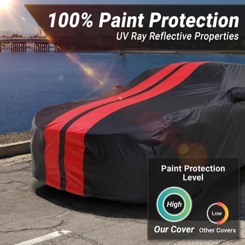 Vista 3 de Funda de automóvil prémium para Ford Mustang Coupe Convertible GT Mach 1 Saleen Fastback SOV 1979-2004, resistente, impermeable, exterior, Negro
