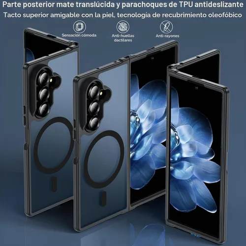 Vista 7 de Hensinple Funda Magnética para Samsung Galaxy Z Fold 6, Funda Z Fold6 [Compatible con MagSafe][Ajuste Delgado], Carga Magnética Translúcida Mate