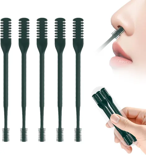 Vista 22 de Cortador de pelo nasal 2 en 1, recortador manual de doble cara con cepillo, cuchillo de nariz giratorio de 360° para hombres y mujeres, herramienta