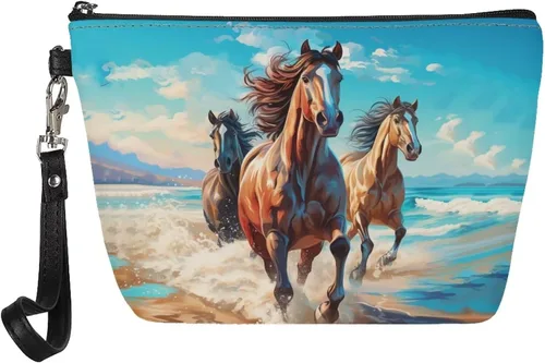 Vista 19 de Upetstory Bolsa de maquillaje de animales, bolso pequeño de cuero para cosméticos de viaje para niñas y mujeres, bolso de mano para lápiz labial