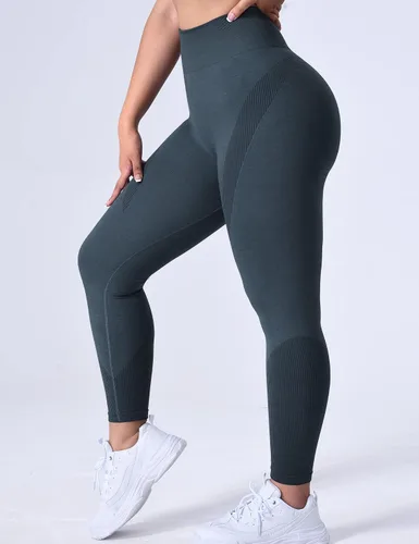Vista 4 de YEOREO Leggings de entrenamiento con ozono sin costuras para mujer, pantalones de yoga reciclados de cintura alta con levantamiento