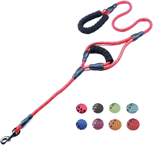 Vista 8 de Love Dream Correa para perro de 5 pies de largo con 2 cómodas asas acolchadas, hilos reflectantes con doble asa para control de seguridad, correa