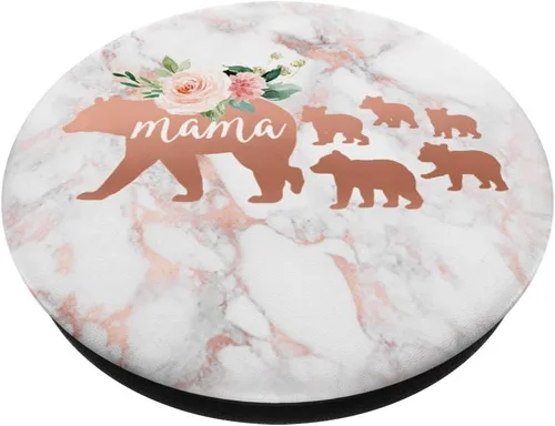 Vista 2 de Mama Bear Five Cubs Blush Pink Marble Watercolor Floral - PopSockets Grip and Stand for Phones and Tablets