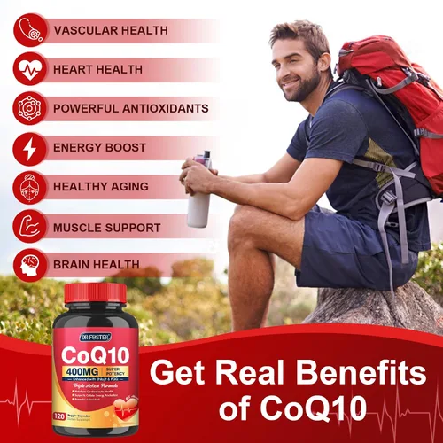 Vista 5 de DRFOSTER CoQ10 400mg-Suplementos de coenzima Q10 de alta absorción con PQQ, Shilajit y Vitamina E, poderoso antioxidante para la salud del corazón
