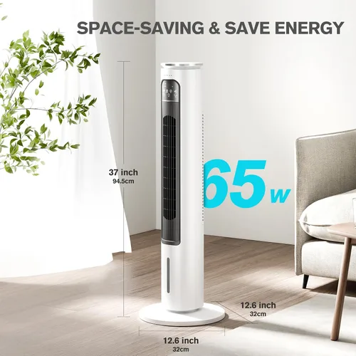Vista 7 de FLOWBREEZE Aire acondicionado portátil sin ventanas, enfriador de aire evaporativo de 37 pulgadas con control remoto, tanque de agua de 2.5 L y 4