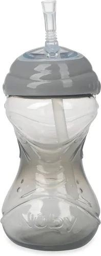 Vista 4 de Nuby Vaso de 3 Piezas Antiderrames de Fácil Agarre con Popote Flexible, Función Clik It Lock, Neutro, 10 Onzas