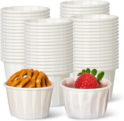 Vista 9 de Fit Meal Prep [Paquete de 500] Vasos de papel tratado de 0.75 onzas para porciones de soufflé para muestras de condimentos para medir gelatina shots