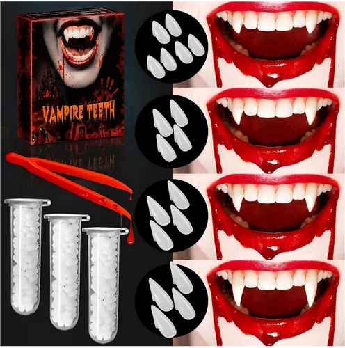 Vista 9 de Colmillos de dientes de vampiro, colmillos de vampiro para niños