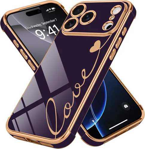Vista 36 de LCHULLE Funda para iPhone 13 para mujeres y niñas, lindo corazón de amor Negro