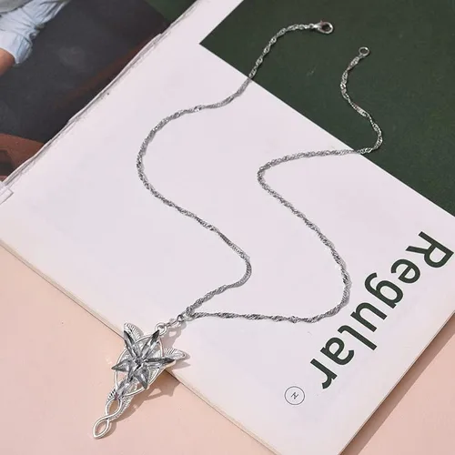 Vista 5 de RXYIWW Lord of The Ring Arwen Evenstar Collar de El Señor de los Anillos Regalos Hobbit Collar con colgante de circonita cúbica, joyería élfica