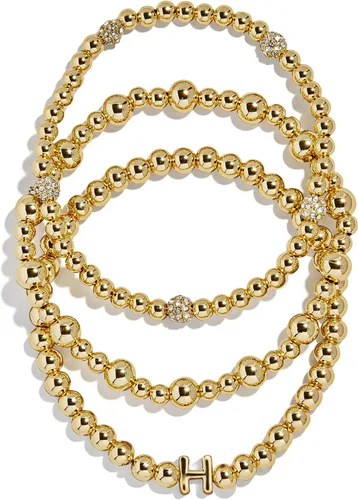 Vista 25 de BaubleBar Juego de pulsera Pisa para mujer, tres pulseras de cuentas chapadas en oro, joyería de moda, regalo de moda