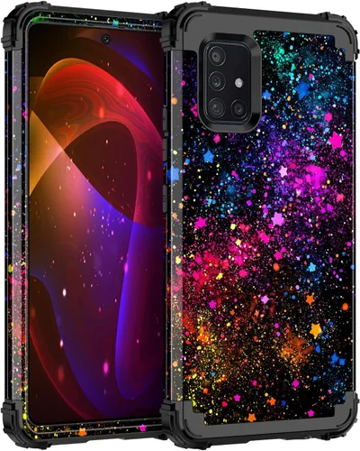 Vista 72 de Miqala Funda para Galaxy A14 5G, que brilla en la oscuridad, tres capas, resistente, a prueba de golpes, protección completa, parachoques