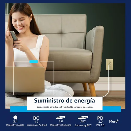 Vista 7 de LIDER Toma de pared USB-C PD de 65 W, suministro de energía, tecnología GaN Dorado