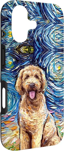 Vista 3 de Cute Goldendoodle Starry Night Doodle Dog Art by Aja Case for iPhone 17