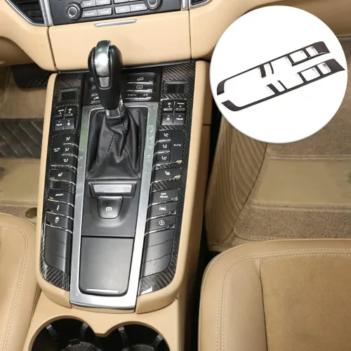 Vista 5 de 100% fibra de carbono real Car Styling Center Console Panel de cambio de marchas, decoración lateral, marco adhesivo para Porsche Macan 2014-2020