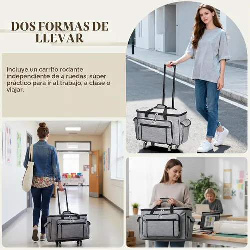 Vista 6 de CAB55 Estuche de transporte con ruedas para Cricut Maker 3/Maker 4/Maker/Explore 4/Explore 3/Explore Air 2, bolsa de almacenamiento de doble capa