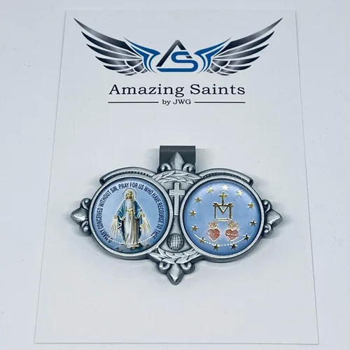 Vista 2 de Amazing Saints Miraculous Medal Auto Visor Clip Accesorio con Bolsa de Regalo