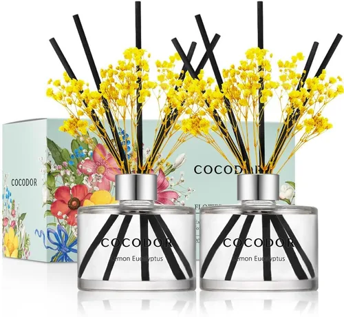Vista 37 de COCODOR - Juego de difusor de varillas de junco, 3.4 onzas, difusor de aroma de brisa de abril con varillas, fragancia para el hogar, decoración