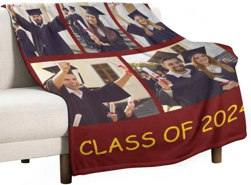 Vista 6 de Manta personalizada con fotos/texto, manta personalizada con imagen, regalos de graduación para la clase de 2024, regalos conmemorativos