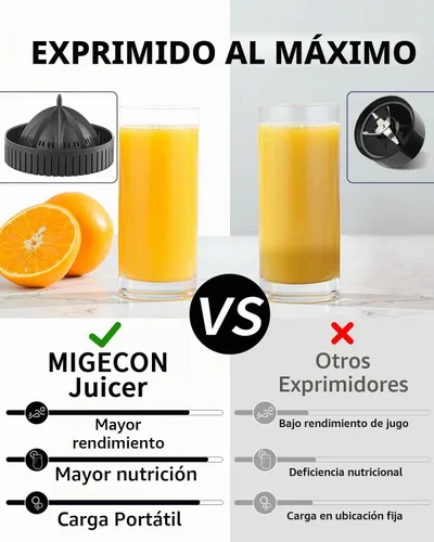 Vista 3 de MIGECON Exprimidor eléctrico de cítricos, exprimidor de naranja recargable