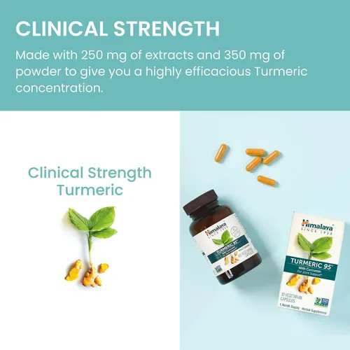Vista 5 de Himalaya Suplemento de cúrcuma 95 con curcumina/curcuminoides, apoyo articular y muscular, flexibilidad y movilidad óptimas, 600 mg, sin OMG