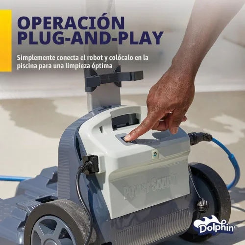 Vista 6 de Dolphin Wave 80 Aspiradora Robótica Automática para Piscinas Incluye Control Remoto y Carrito, Cepillo Limpiador de Línea de Flotación, Ideal