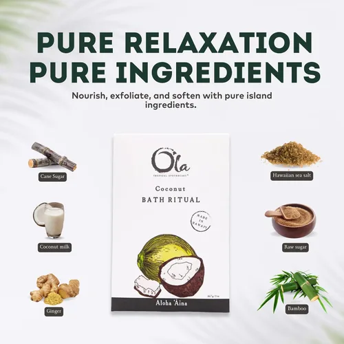 Vista 3 de Ola Tropical Apothecary Rituales de baño de sal marina hawaiana perfumada de coco - 2 onzas