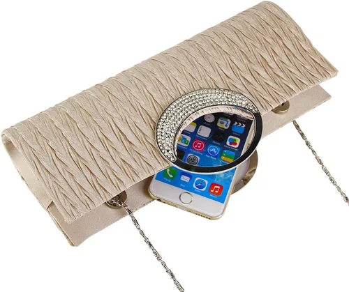 Vista 5 de TOPCHANCES Bolsos de noche de satén para mujer, bolso de mano para boda, fiesta, formal, elegante