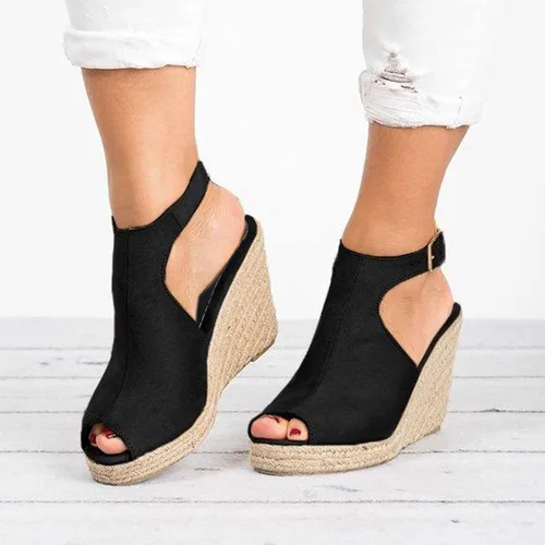 Vista 4 de Zapatos de cuña para mujer, sandalias de mujer, correa al tobillo, sandalias gruesas de verano, zapatos de plataforma, sandalias de cuña para mujer