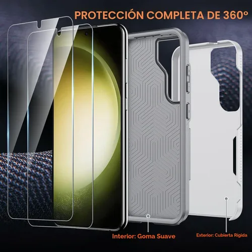 Vista 6 de SPIDERCASE Funda diseñada para Samsung Galaxy S23, [protección contra caídas de grado militar de 10 pies], paquete de 2