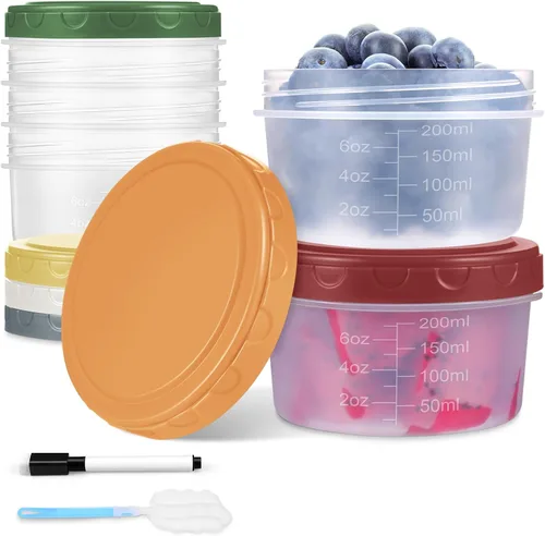 Vista 9 de Yomarket 6 piezas 2 oz Recipiente de aderezo de ensalada, recipientes de condimentos reutilizables con tapas a prueba de fugas, pequeños recipientes