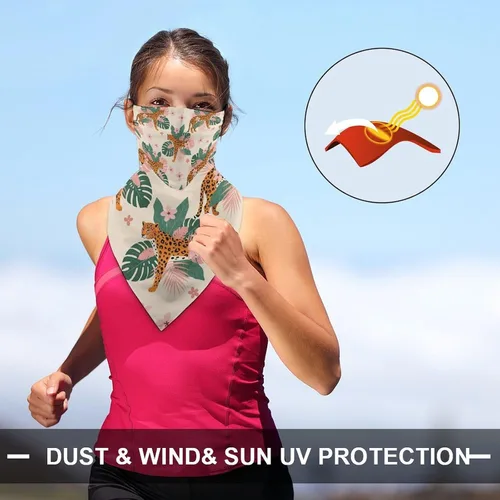 Vista 5 de Bufanda triangular reutilizable para la cara, bufanda con lazo para las orejas, bandana con protección solar UV