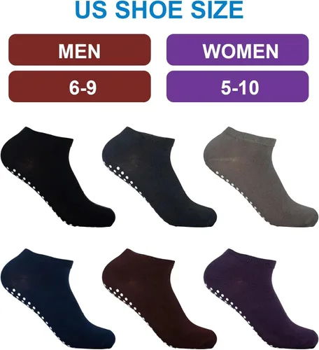 Vista 4 de simjubita Calcetines antideslizantes unisex, antideslizantes con gel de agarre para el hogar, hospital, maternidad, ancianos, yoga, pilates, barra