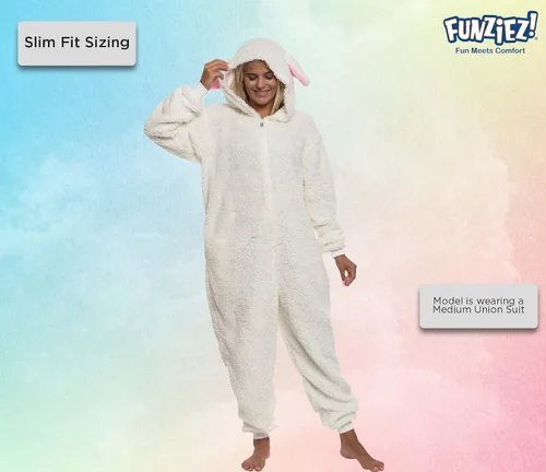 Vista 3 de FUNZIEZ! - Mameluco para adultos, disfraz de animal de Halloween, traje de cosplay de felpa de una pieza, para mujeres y hombres