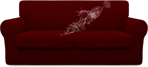Vista 27 de Easy-Going Funda de sofá 100% impermeable doble de 3 piezas, elástica, suave, para perros, para sofá de 2 cojines separados, protector de muebles a