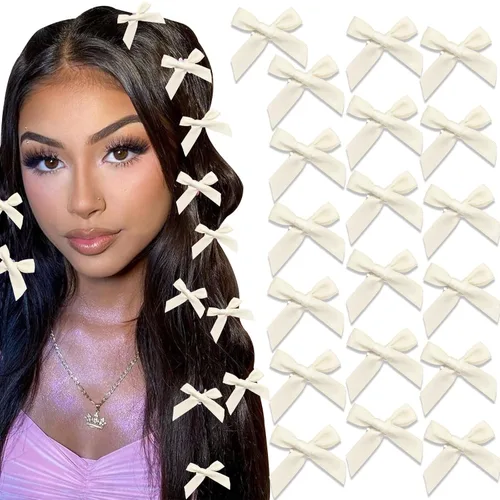 Vista 32 de 20 piezas de lazos negros para el cabello con cinta, clips tipo cocodrilo para el cabello, pasadores para el cabello para adolescentes, pinzas