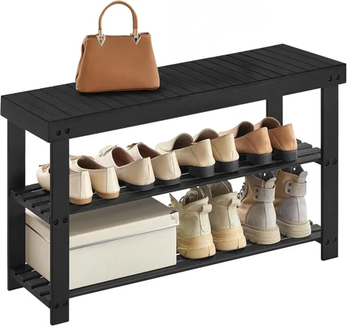 Vista 14 de SONGMICS Banco Estante para Zapatos, Organizador de Almacenamiento de Zapatos de Bambú de 3 Niveles, Banco de Entrada, Soporta Hasta 286 lb, 11.3 x