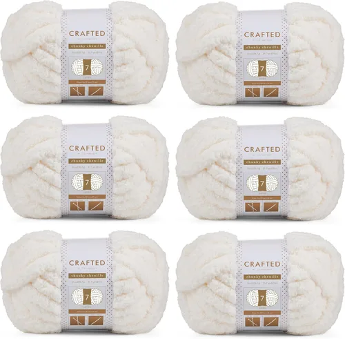 Vista 35 de Crafted By Catherine Hilo de Chenille Grueso - Paquete de 2 (8 oz / 227 g, 31.7 Yardas Cada Madeja), Beige, Calibre 7 Jumbo