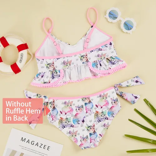 Vista 2 de swimsobo Trajes de baño de dos piezas para niñas, tankini estampado 3D para 3-12 años