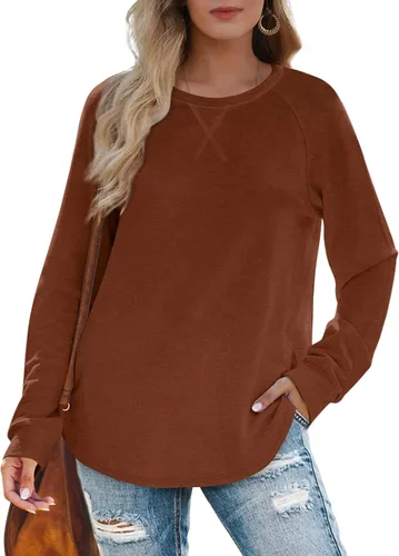Vista 2 de Sudaderas para mujer, cuello redondo, ajuste holgado, camisetas de manga larga para mujer
