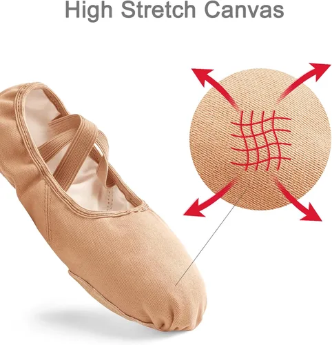 Vista 4 de Stelle Zapatos de ballet para mujer, zapatillas de baile de lona altamente elásticas, zapatos de yoga para niñasadultos