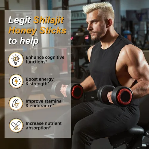 Vista 6 de Palitos de miel Shilajit del Himalaya para hombres: Shilajit para mujeres con miel orgánica y azafrán, 30 barras para impulso de energía y apoyo